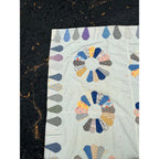 Vintage Dresden Plate Applique Patchwork Bed Topper Blanket 82x77 Handmade