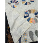Vintage Dresden Plate Applique Patchwork Bed Topper Blanket 82x77 Handmade