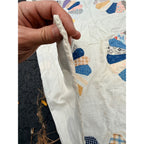 Vintage Dresden Plate Applique Patchwork Bed Topper Blanket 82x77 Handmade