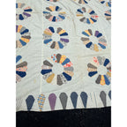 Vintage Dresden Plate Applique Patchwork Bed Topper Blanket 82x77 Handmade