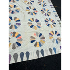 Vintage Dresden Plate Applique Patchwork Bed Topper Blanket 82x77 Handmade