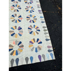 Vintage Dresden Plate Applique Patchwork Bed Topper Blanket 82x77 Handmade