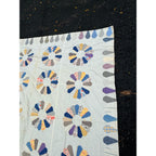 Vintage Dresden Plate Applique Patchwork Bed Topper Blanket 82x77 Handmade