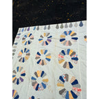 Vintage Dresden Plate Applique Patchwork Bed Topper Blanket 82x77 Handmade