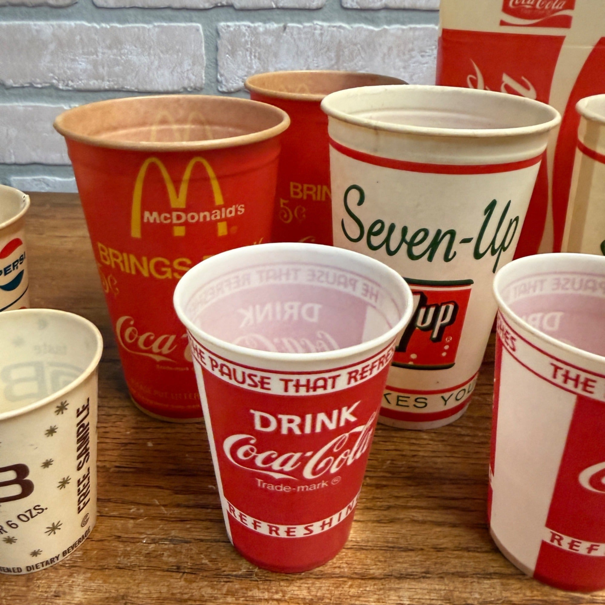 Huge Lot Vintage Soda Advertising Sample Promo Taster Wax Cups Coca Cola 7UP ++