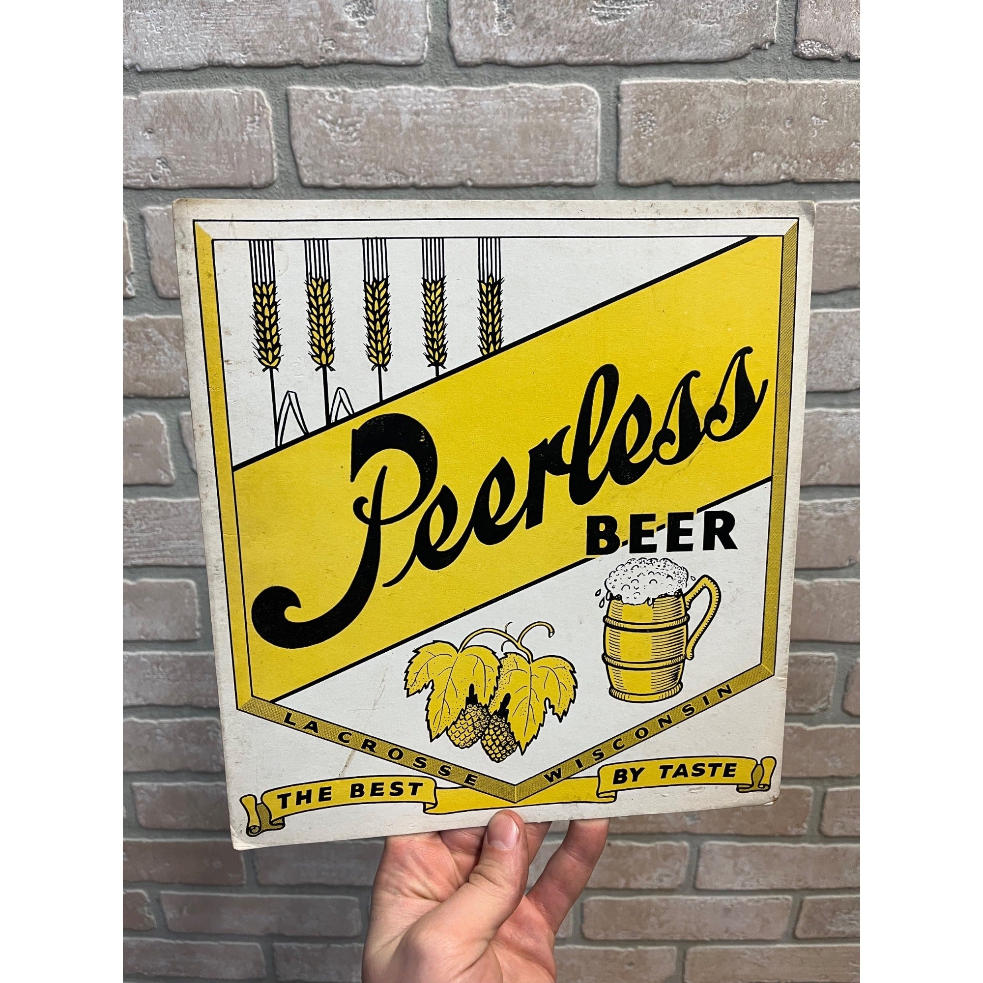 RARE Vintage Peerless Beer LaCrosse Wisconsin Advertising Sign Cardboard Wis WI