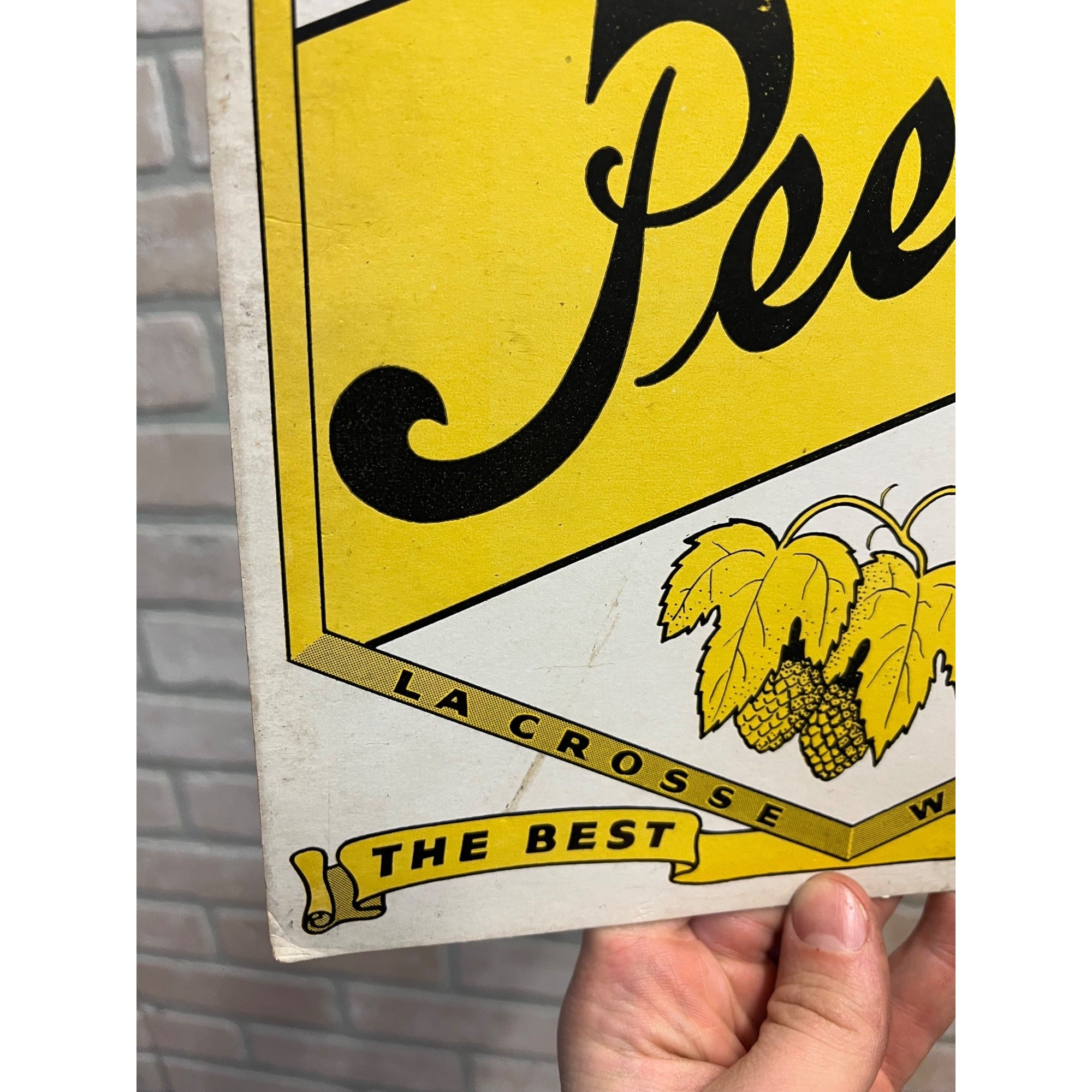 RARE Vintage Peerless Beer LaCrosse Wisconsin Advertising Sign Cardboard Wis WI