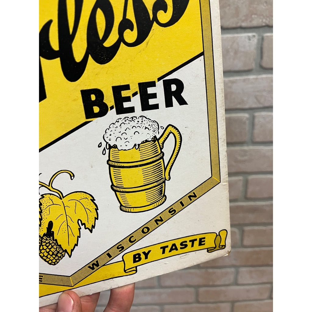 RARE Vintage Peerless Beer LaCrosse Wisconsin Advertising Sign Cardboard Wis WI