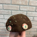 Vintage 1940s Pikle-Rite Weight Loss Advertising Pinback Button Felt Beanie Hat