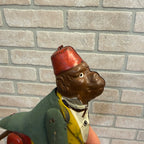 Rare Antique 1900 Tin Monkey Climbing Rope Pull Up String - German?