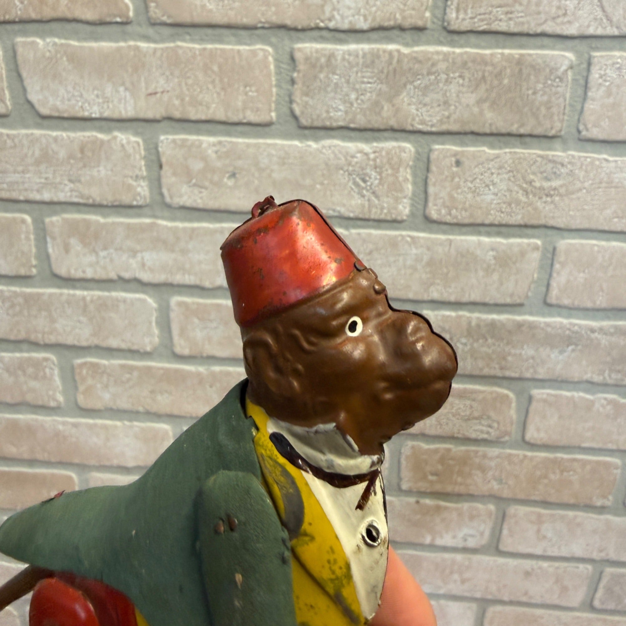Rare Antique 1900 Tin Monkey Climbing Rope Pull Up String - German?