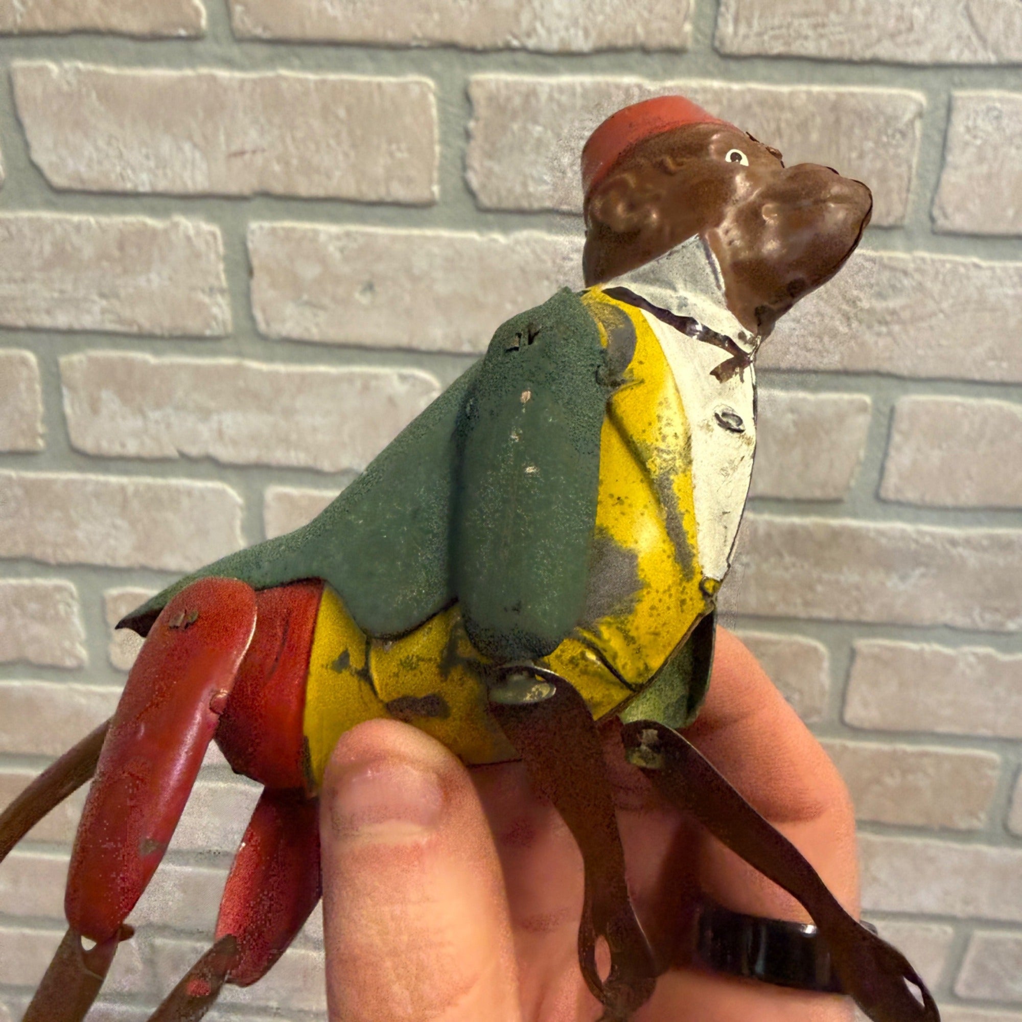 Rare Antique 1900 Tin Monkey Climbing Rope Pull Up String - German?