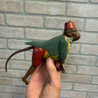 Rare Antique 1900 Tin Monkey Climbing Rope Pull Up String - German?