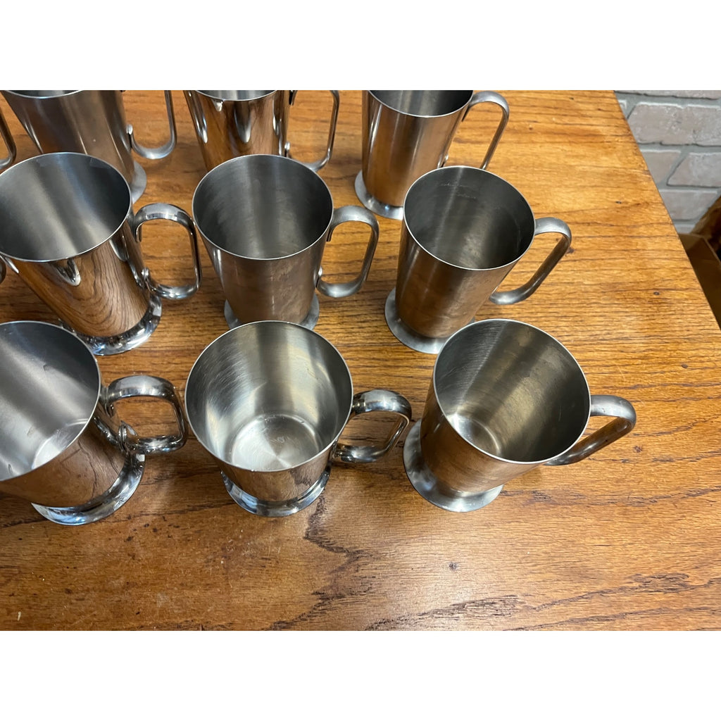 Vintage 1960s Old Hall Stainless Half Pint Tankards Mugs MCM Robert Welch Set 15