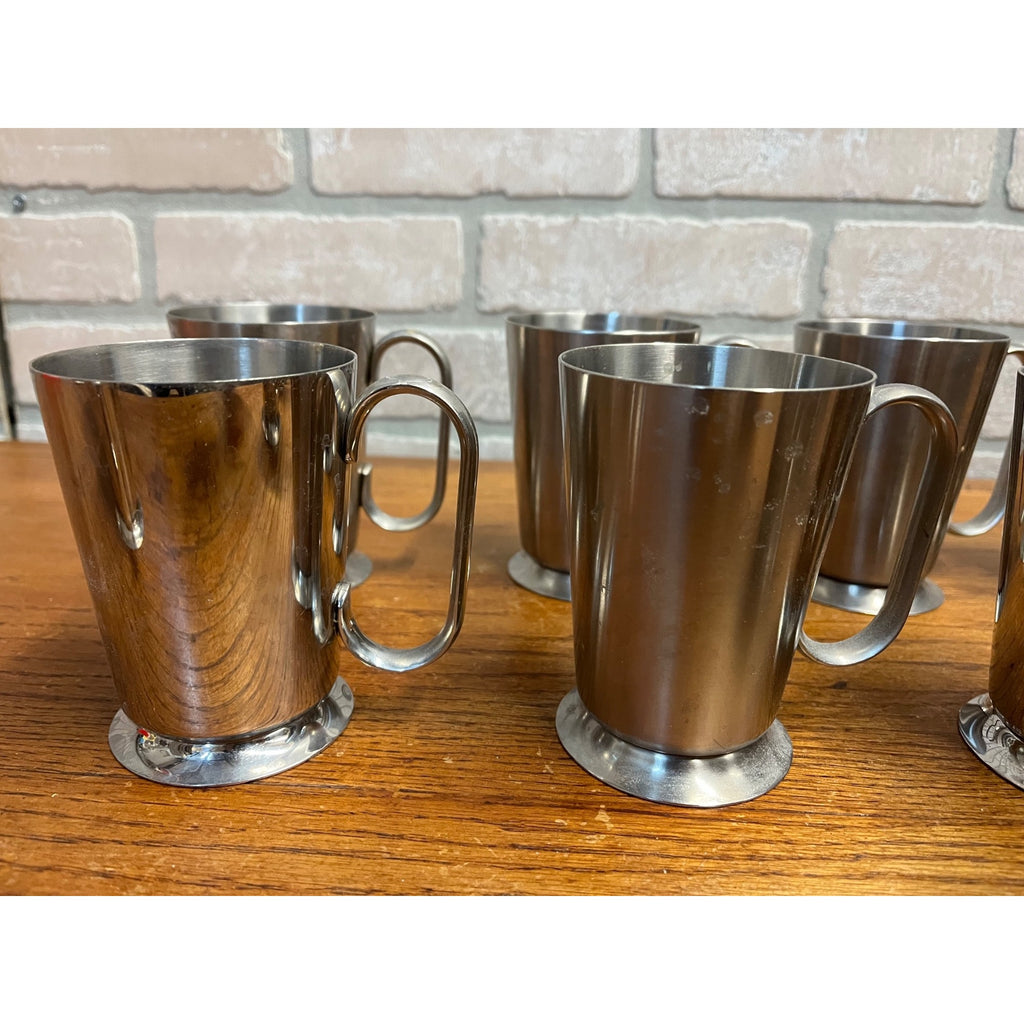 Vintage 1960s Old Hall Stainless Half Pint Tankards Mugs MCM Robert Welch Set 15