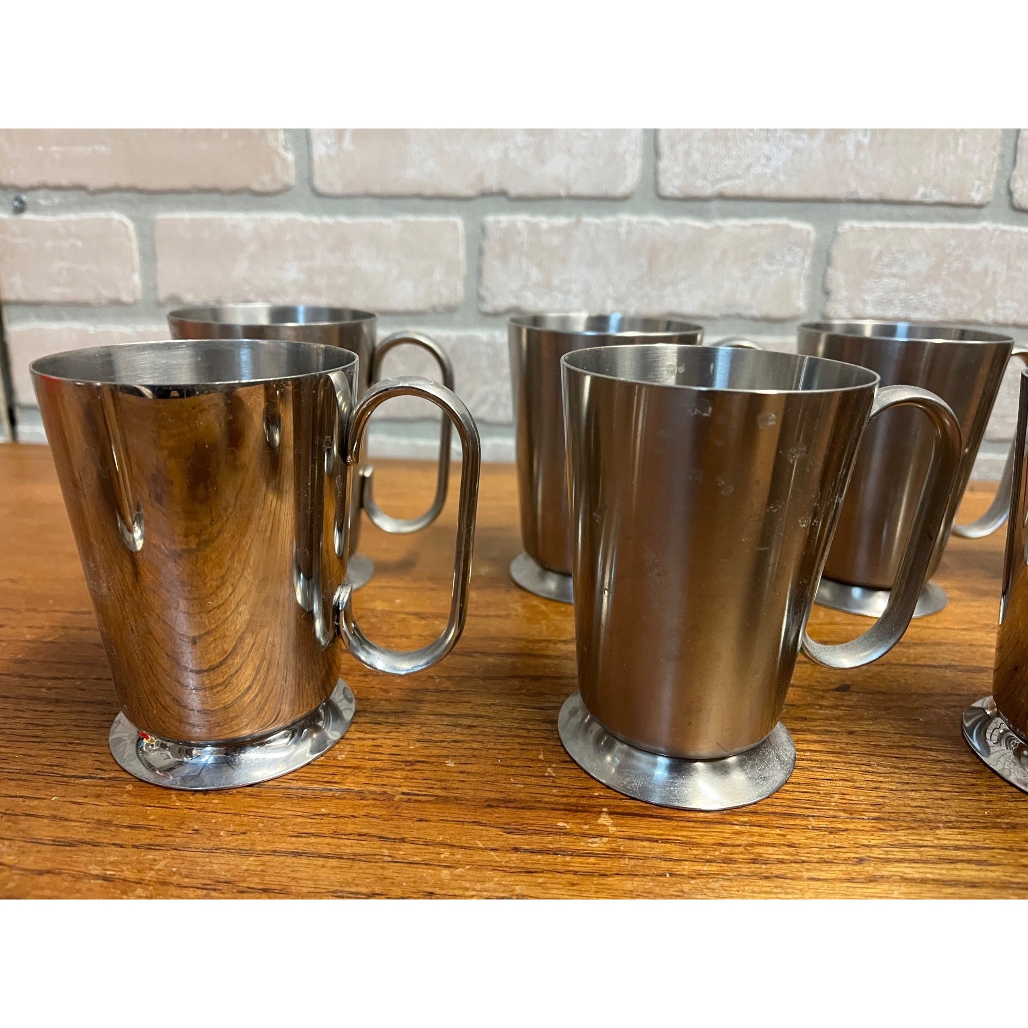 Vintage 1960s Old Hall Stainless Half Pint Tankards Mugs MCM Robert Welch Set 15