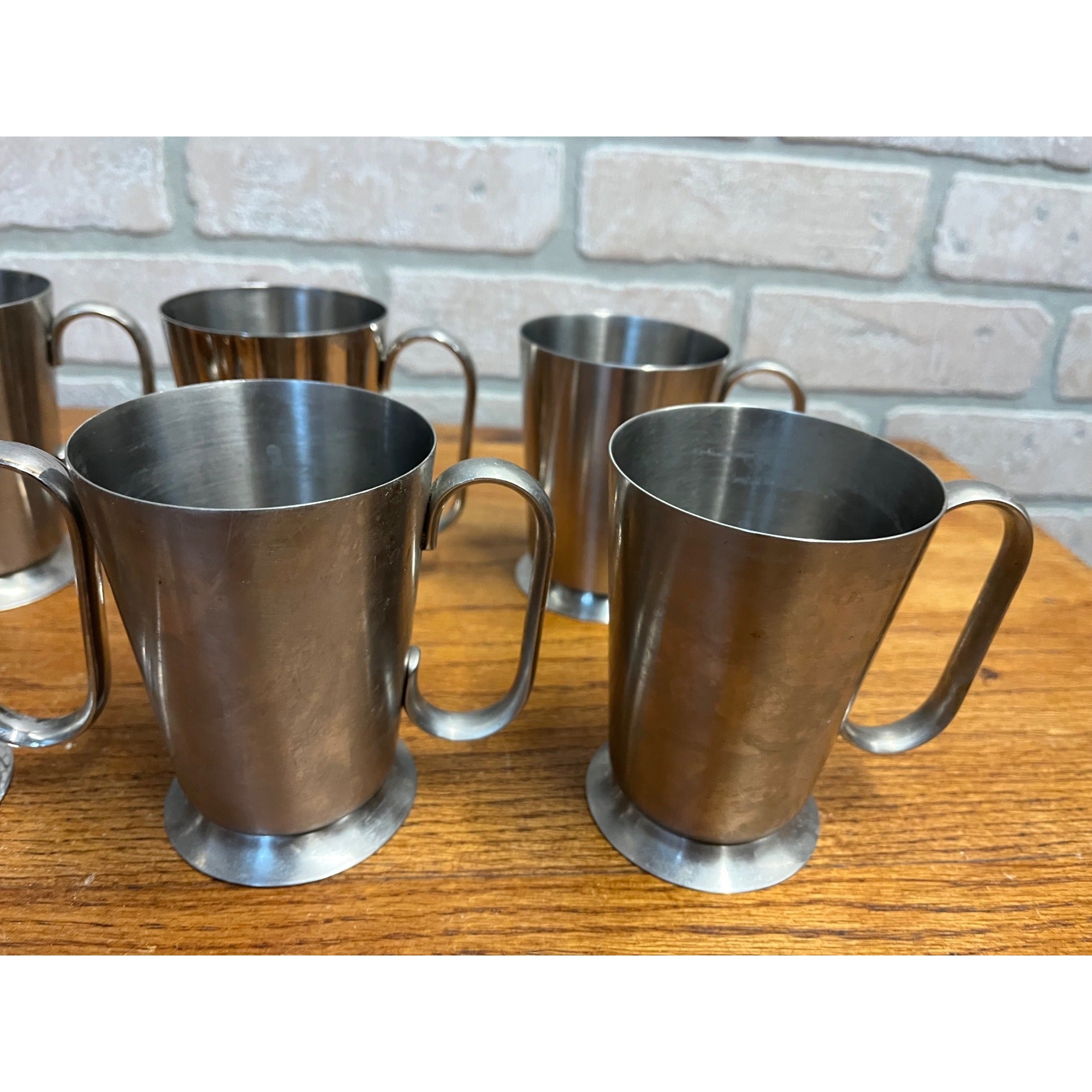 Vintage 1960s Old Hall Stainless Half Pint Tankards Mugs MCM Robert Welch Set 15