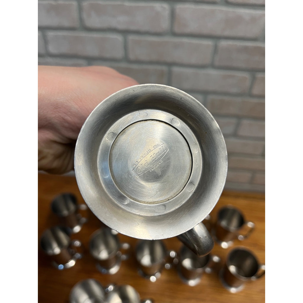 Vintage 1960s Old Hall Stainless Half Pint Tankards Mugs MCM Robert Welch Set 15