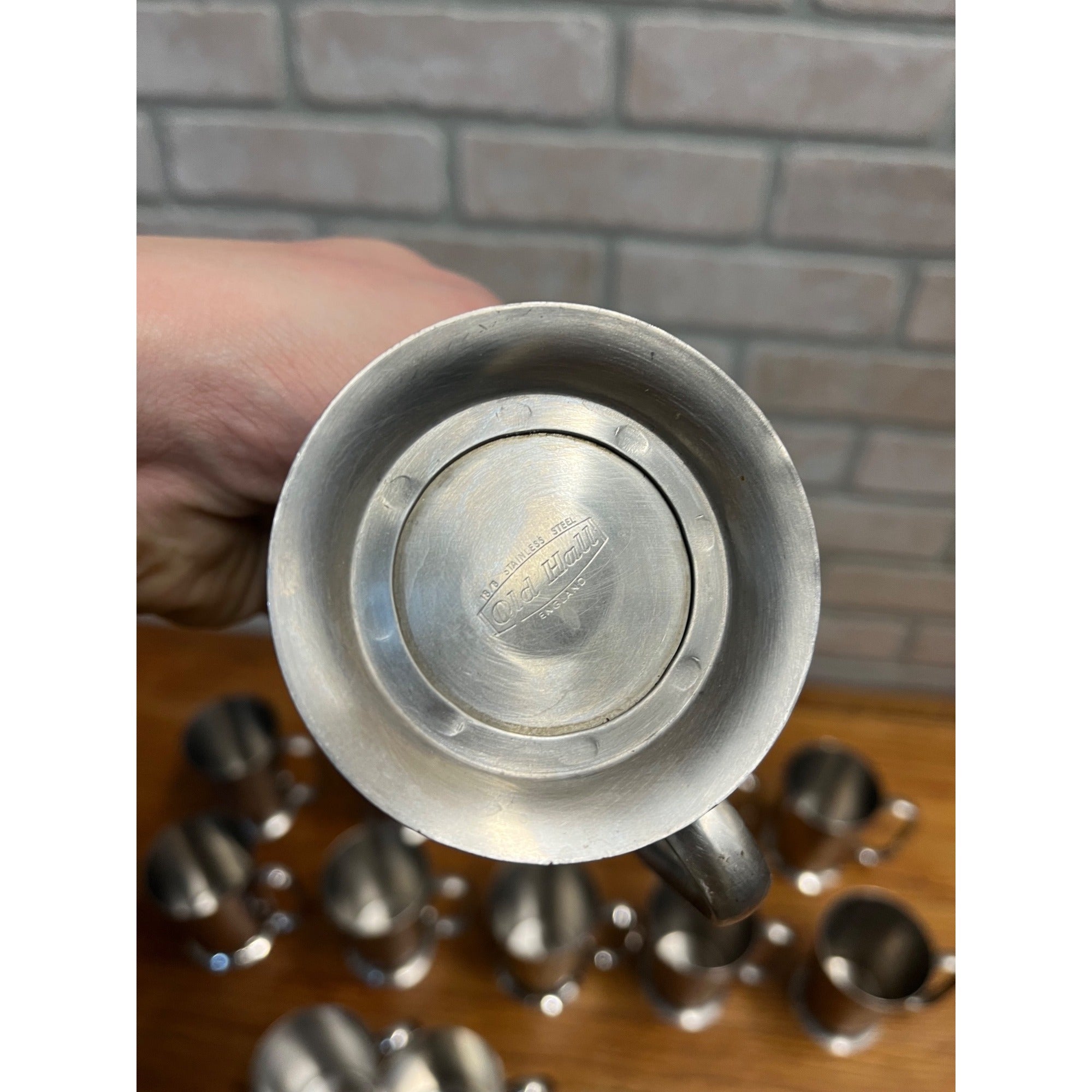 Vintage 1960s Old Hall Stainless Half Pint Tankards Mugs MCM Robert Welch Set 15