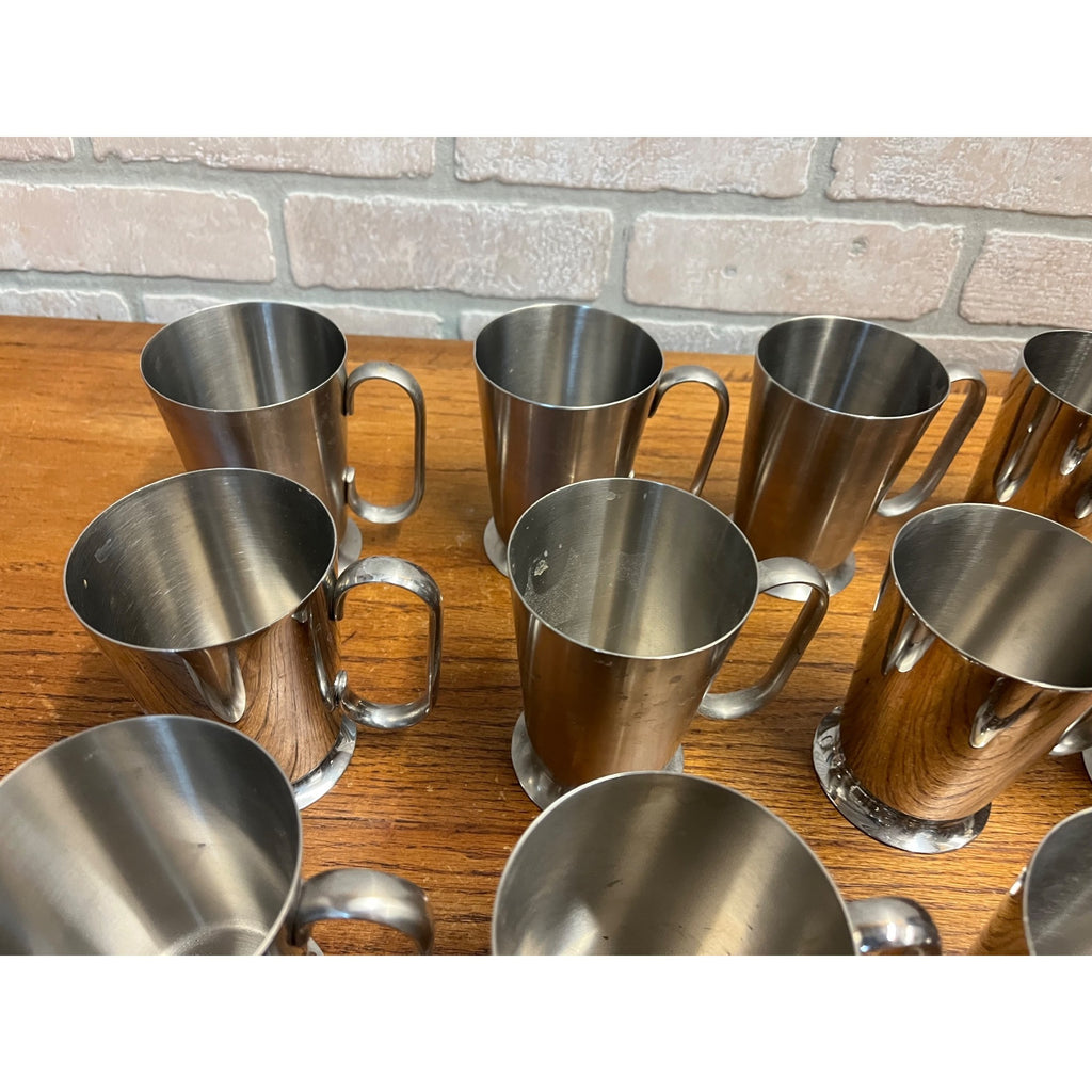 Vintage 1960s Old Hall Stainless Half Pint Tankards Mugs MCM Robert Welch Set 15
