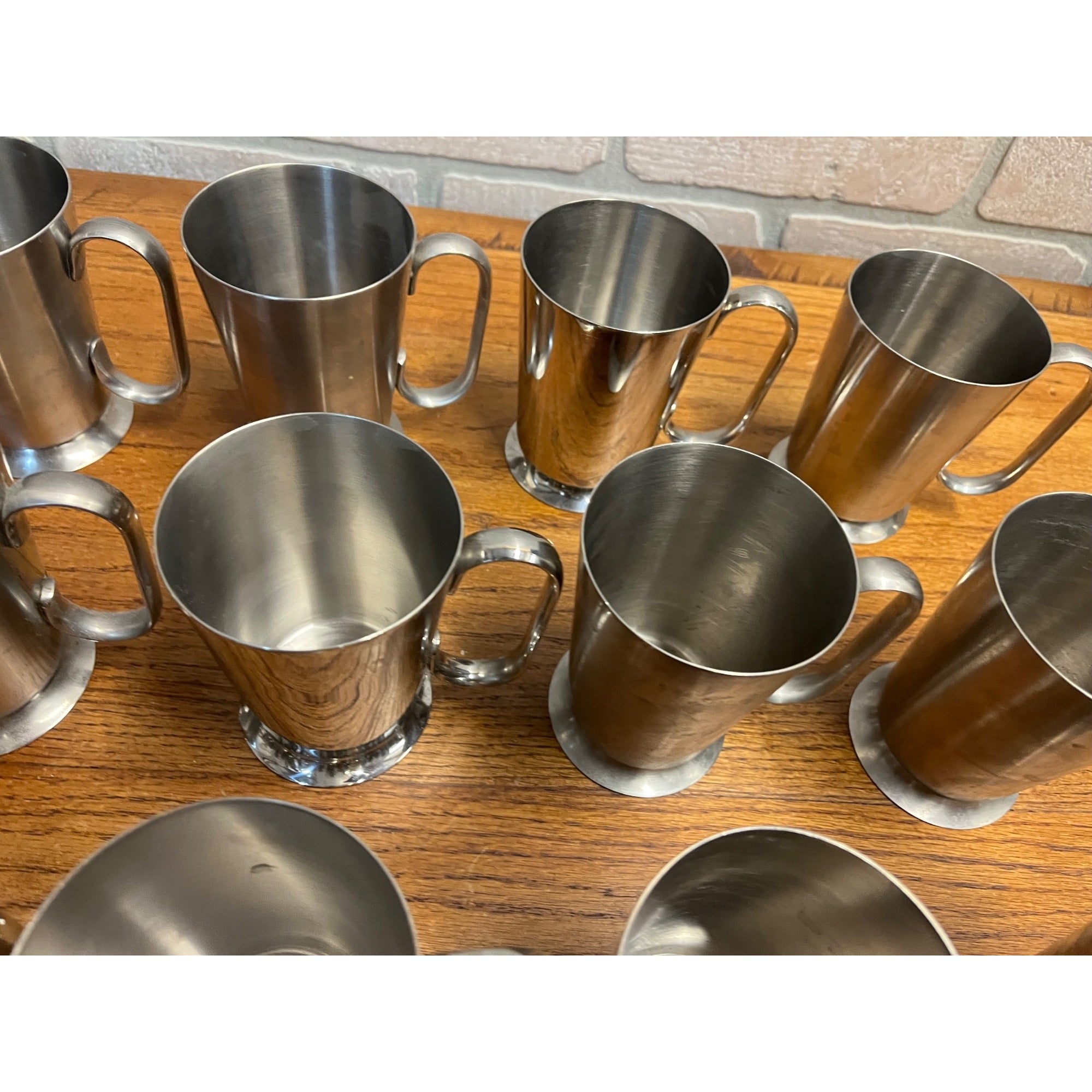 Vintage 1960s Old Hall Stainless Half Pint Tankards Mugs MCM Robert Welch Set 15