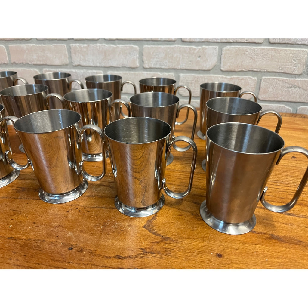 Vintage 1960s Old Hall Stainless Half Pint Tankards Mugs MCM Robert Welch Set 15