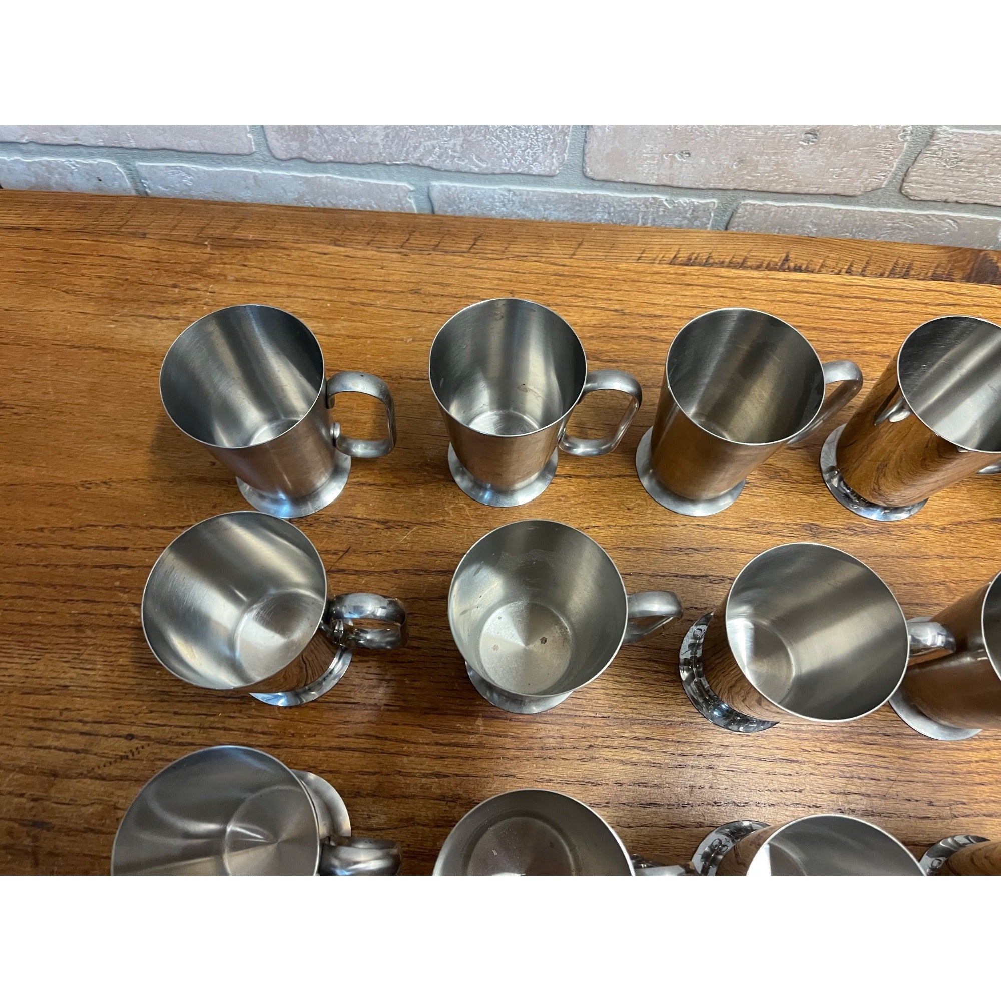 Vintage 1960s Old Hall Stainless Half Pint Tankards Mugs MCM Robert Welch Set 15