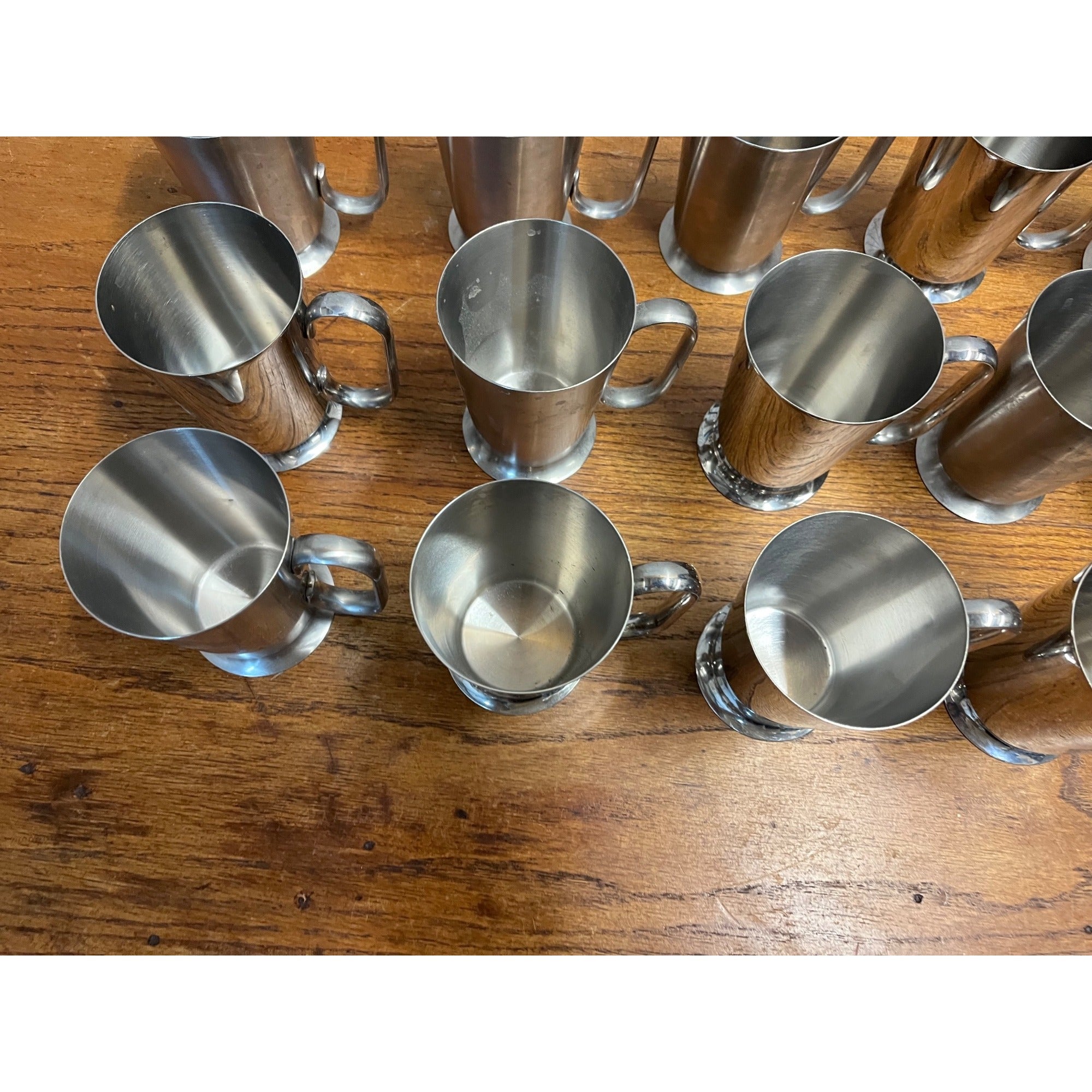 Vintage 1960s Old Hall Stainless Half Pint Tankards Mugs MCM Robert Welch Set 15