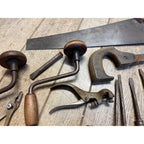 Antique Tool Lot Saws Screwdrivers Hand Drills Hammer Wrenches