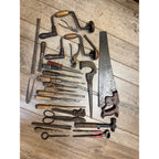 Antique Tool Lot Saws Screwdrivers Hand Drills Hammer Wrenches