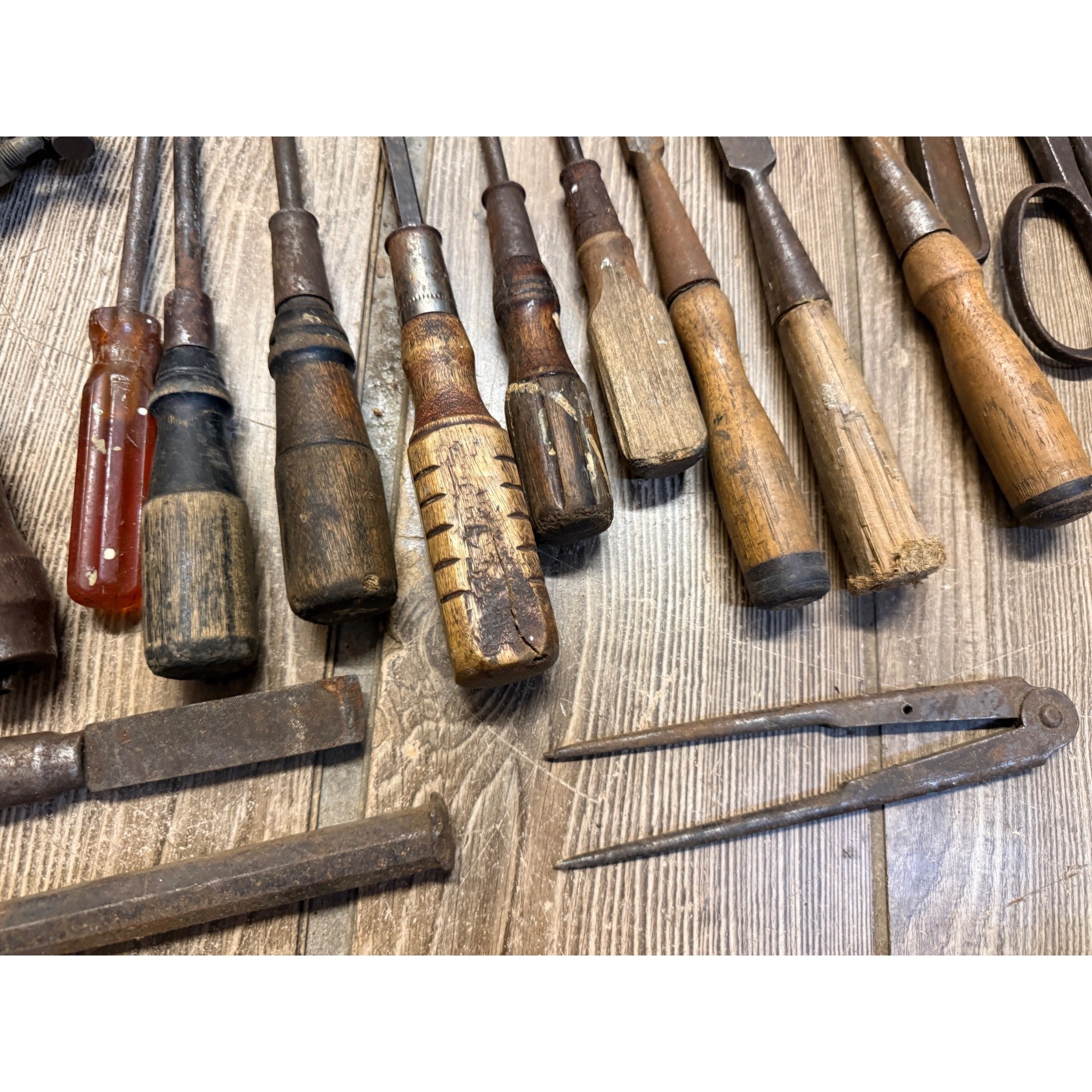Antique Tool Lot Saws Screwdrivers Hand Drills Hammer Wrenches