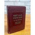 Vintage Miniature Book Savings Bank West Allis State Bank Wisconsin No Key Leather-Wrapped