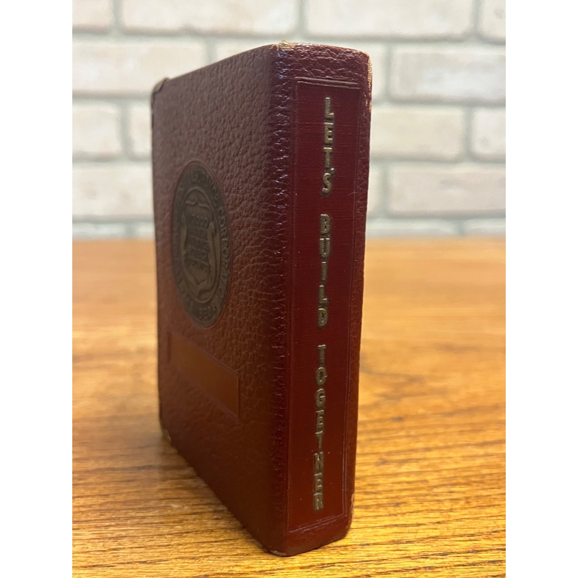 Vintage Miniature Book Savings Bank West Allis State Bank Wisconsin No Key Leather-Wrapped
