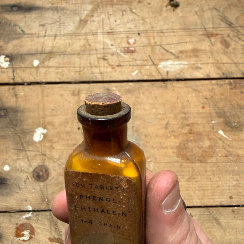 Antique Phenolphthalein Tablets Eli Lilly Drug Store Pharmacy Bottle Cork FULL
