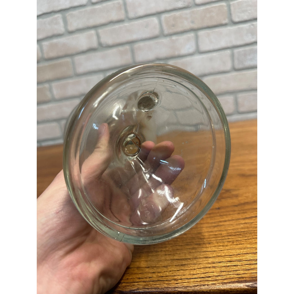Antique Glass Kerosene Oil Lamp Pedestal w/ Finger Loop + Patent 1877 Burner