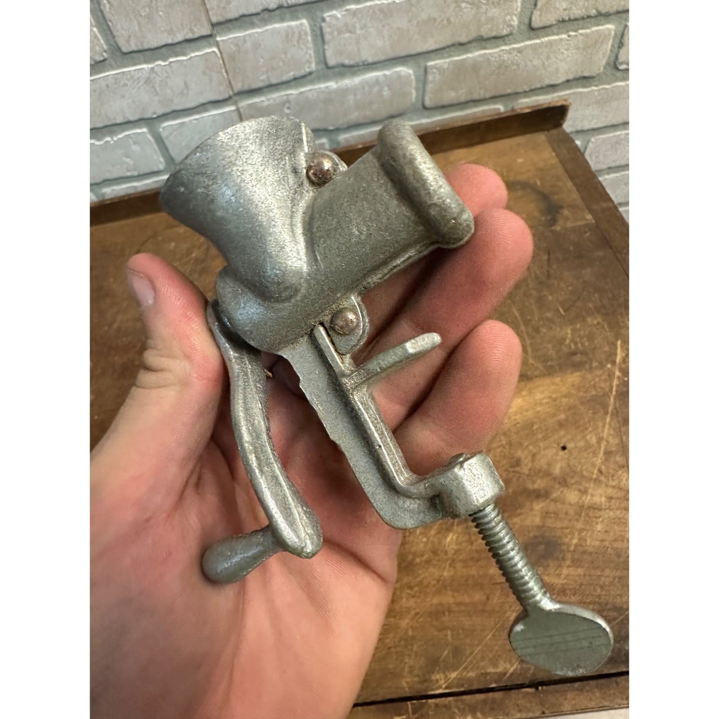 Vintage Child's Miniature Meat Grinder + Egg Beater Whisk