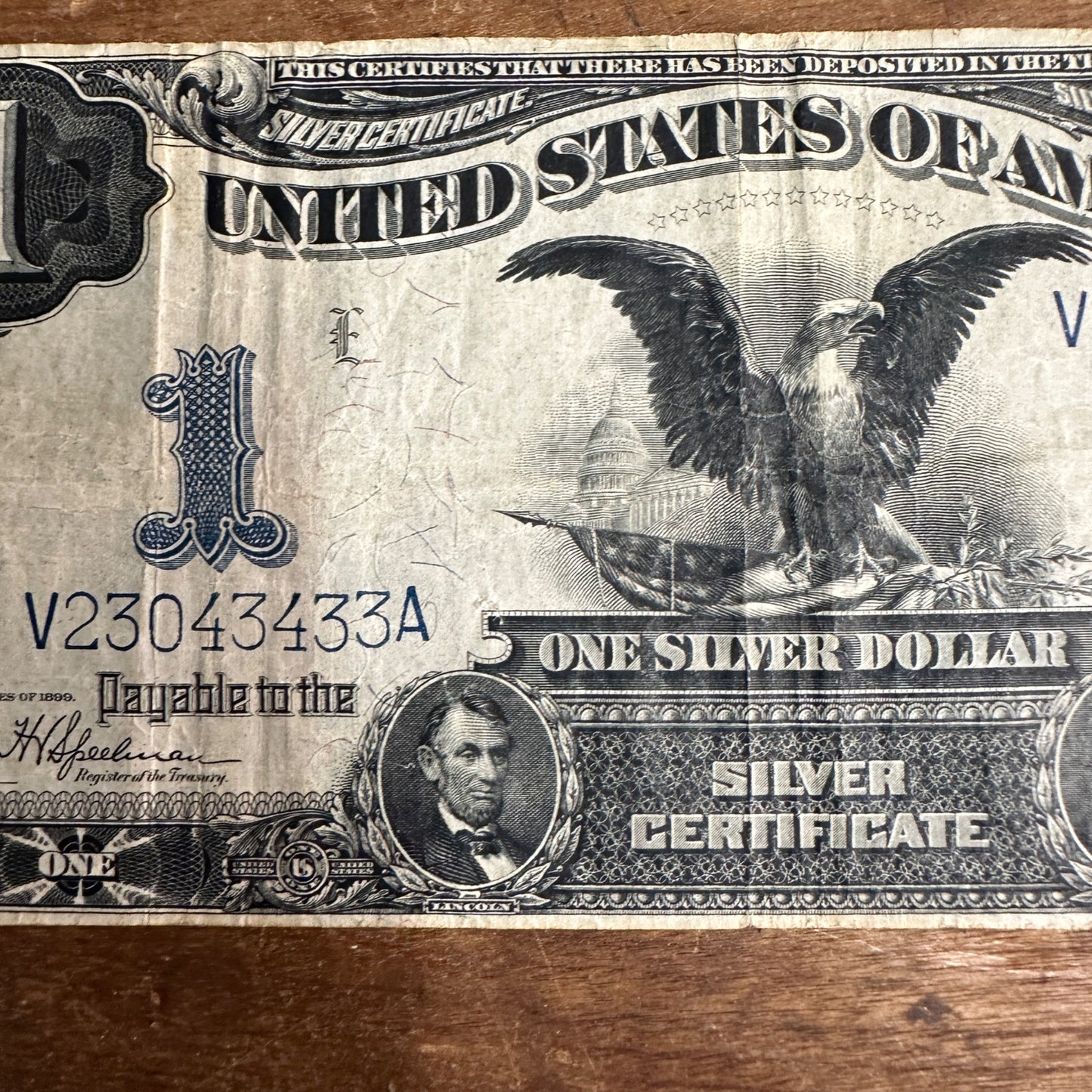 1899 Black Eagle $1 Silver Certificate Note Bill One Dollar VF