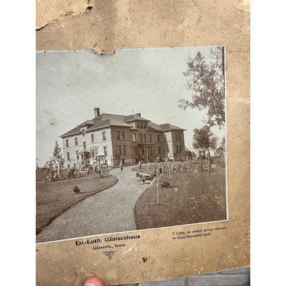 Early 1900s Evangelical Luthern Orphanage Waverly Iowa Cabinet Photo Waisenhaus
