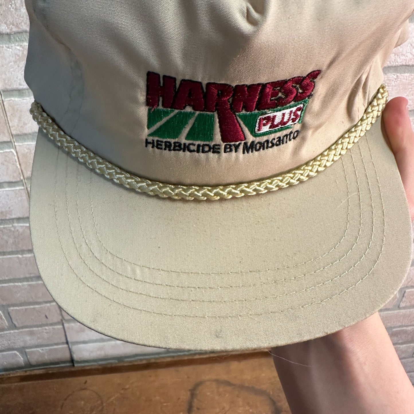 90S STRAPBACK FARMER HAT CAP ROPE BRAID MONSANTO HARNESS PLUS USA