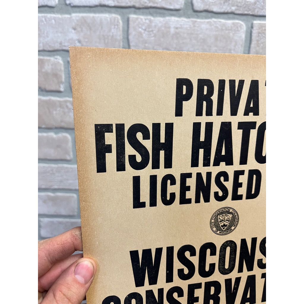 Original Vintage 1950s Wisconsin Conservation Department Fish Hatchery Sign