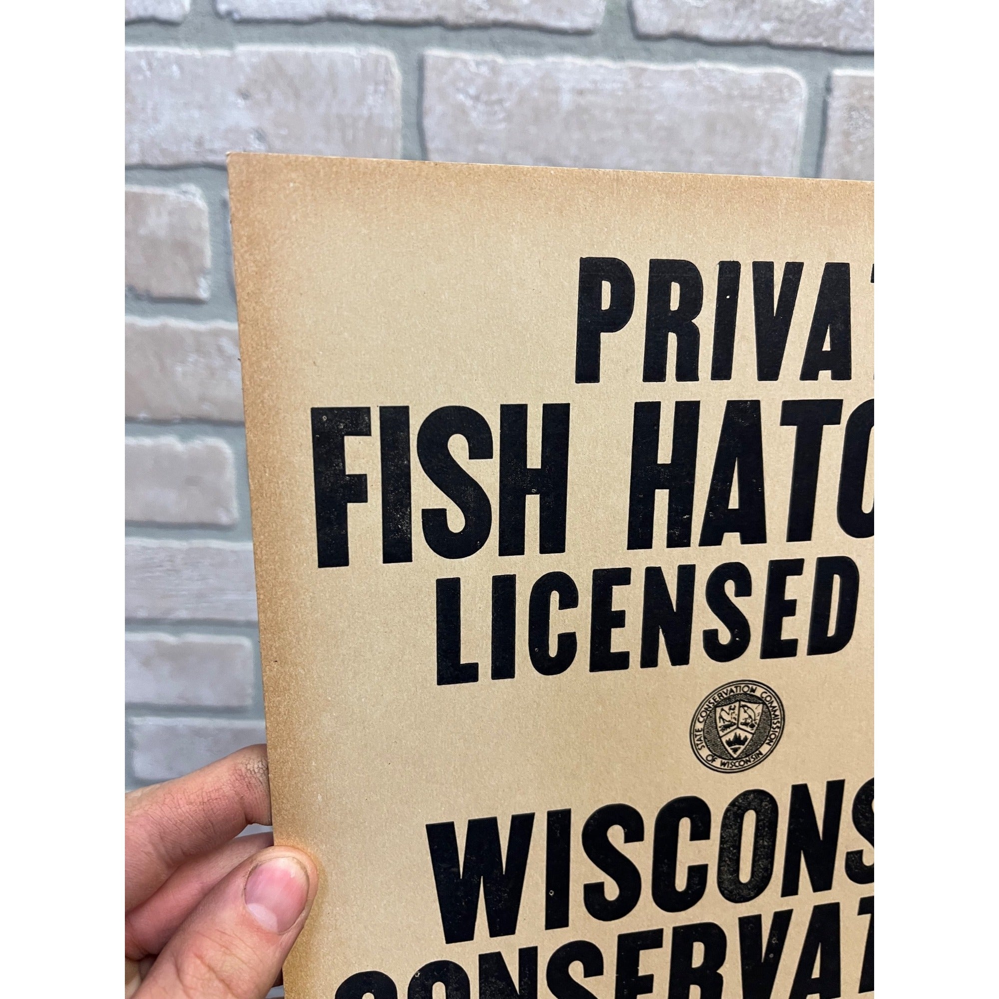 Original Vintage 1950s Wisconsin Conservation Department Fish Hatchery Sign