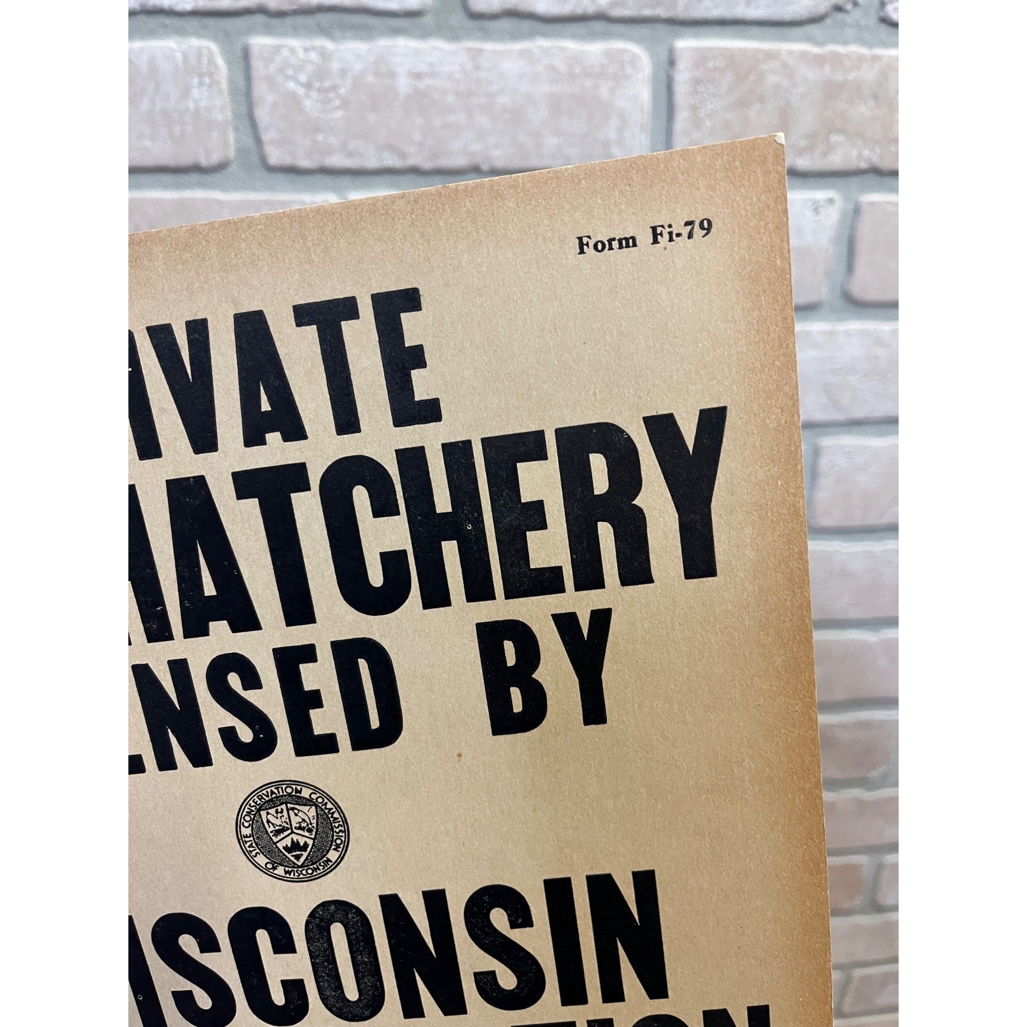 Original Vintage 1950s Wisconsin Conservation Department Fish Hatchery Sign