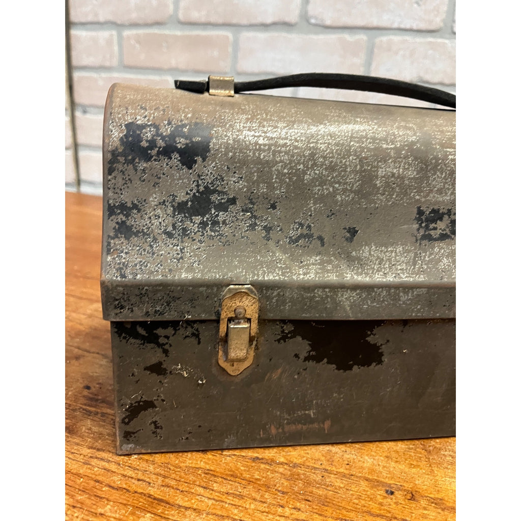 Vintage Miners Domed Lunch Box Lunchpail Hinged Distressed Tin Metal