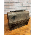 Vintage Miners Domed Lunch Box Lunchpail Hinged Distressed Tin Metal