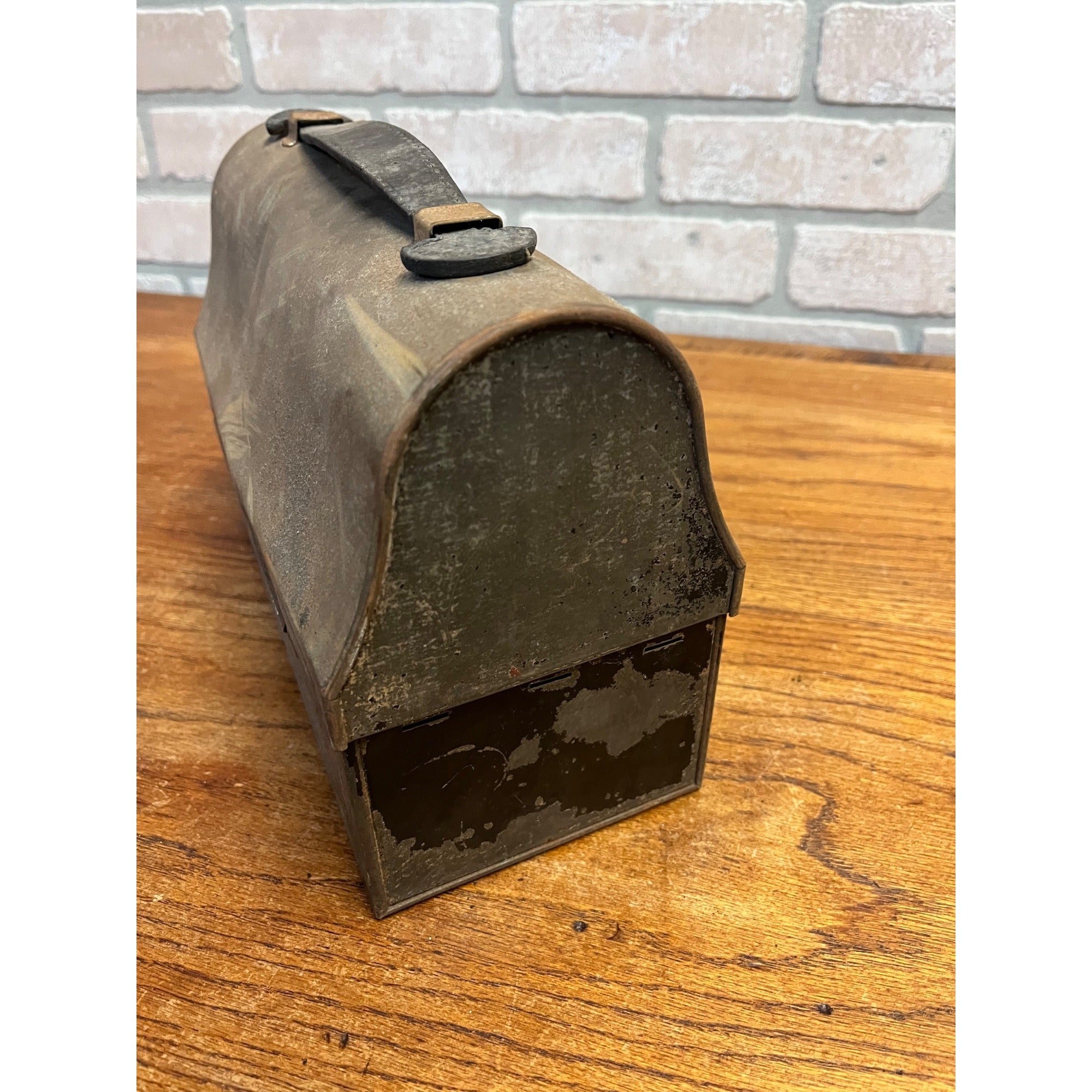 Vintage Miners Domed Lunch Box Lunchpail Hinged Distressed Tin Metal