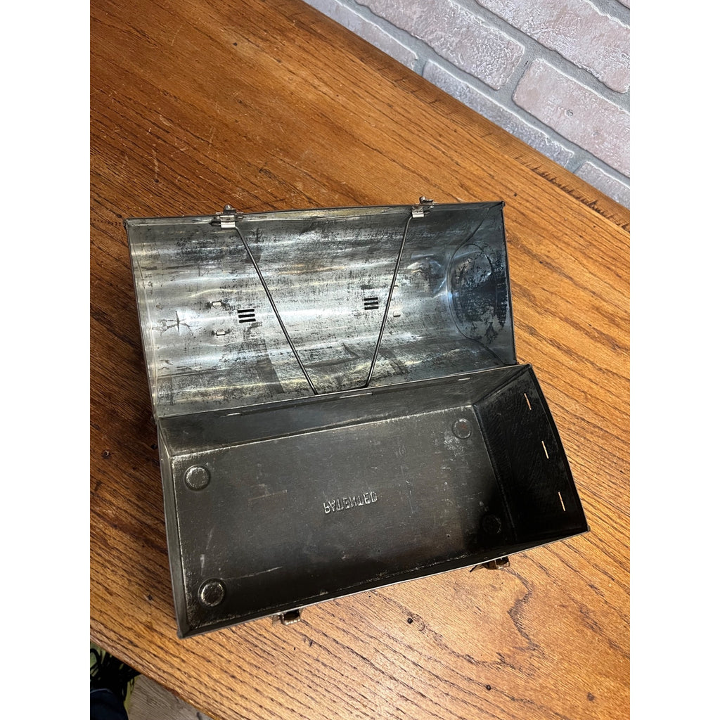 Vintage Miners Domed Lunch Box Lunchpail Hinged Distressed Tin Metal