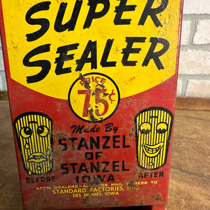 1920s Stanzel's Super Sealer Radiator Stop Leak Metal Wall Display Sign