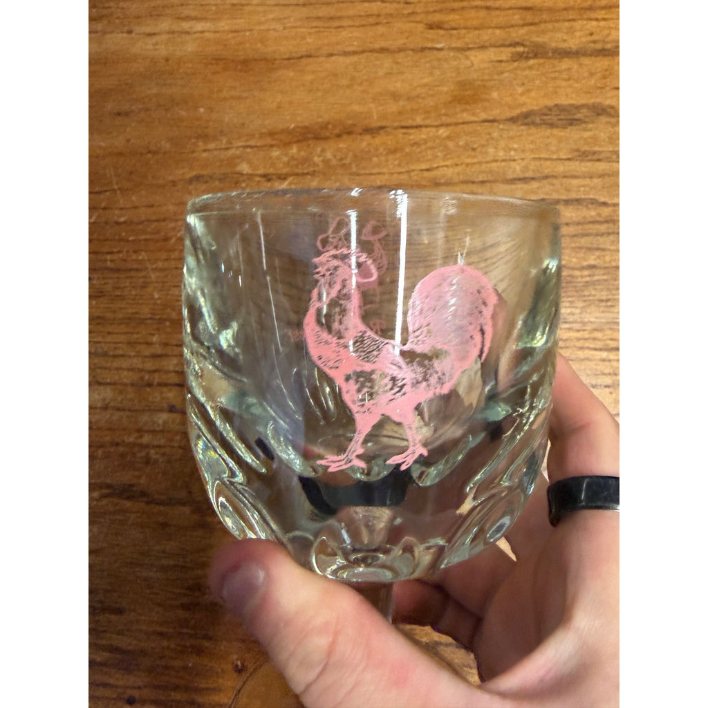Vintage 1970s Robins Nest Glass Goblet Drinking Mug Thumbprint