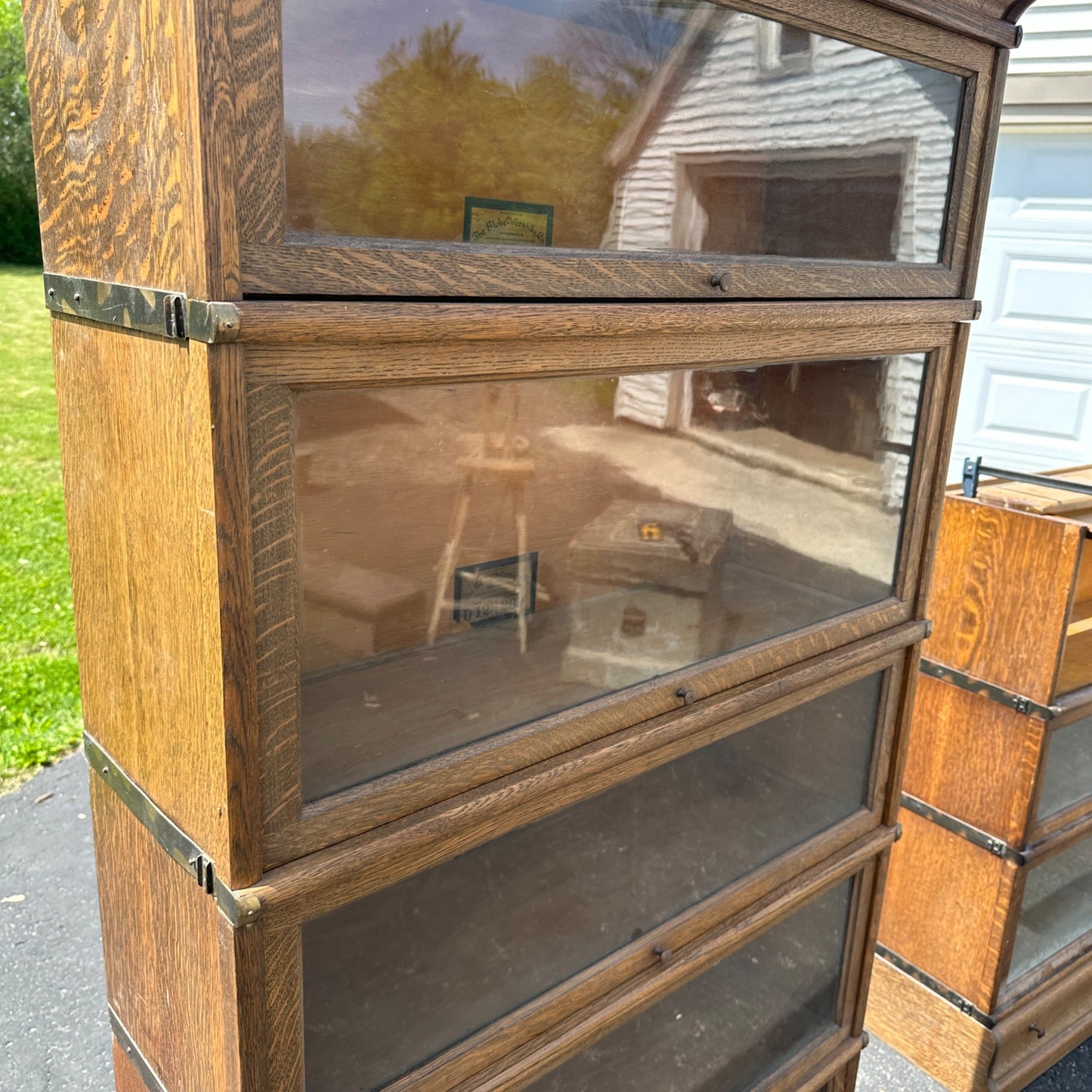 Antique Wooden Oak Globe-Wernicke 5-Stack Lawyer's Barrister Book shelf Cabinet