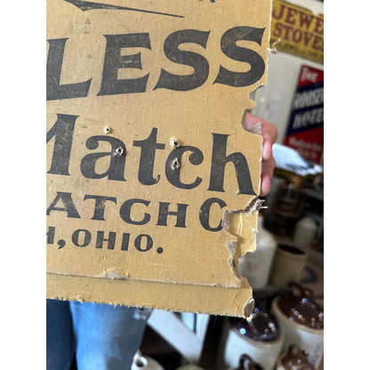 Vintage Ohio Noiseless Matches Advertising Cardboard Sign General Store